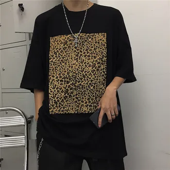 Vasaros Medvilnės Leopard Marškinėliai Vyrų Mados Atsitiktinis trumparankoviai marškinėliai Vyrams Streetwear Laukinių Prarasti Hip-Hop Marškinėlius Mens Viršūnės