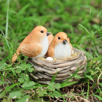 Kūrybos Imituojamas paukščių Lauko sodo puošmena Mini Gražių paukščių lizdą Gyvūnų miniatiūrinės figūrėlės Amatų namų apdailos, Dovanos