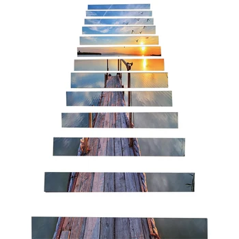 Naujas 13Pcs/Set Stilingas, Tylus Jūros Peizažas Laiptai Žingsnis Lipdukas Lipdukai Namų Puošybai