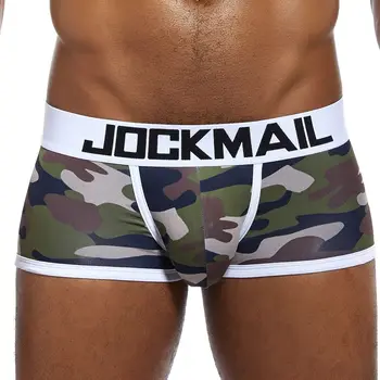 JOCKMAIL prekės ženklo vyrai boksininkų Kamufliažas seksualus vyrų apatiniai mens kelnės vyriškos kelnaitės šortai U išgaubti dėklas gėjų apatiniai