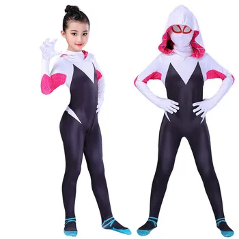 Gwen Stacy Kostiumas Spider Gwen Cosplay Kaukė Zentai Kostiumas Bodysuit Jumpsuit Voras Mergina Halloween Kostiumai Merginos Moterys