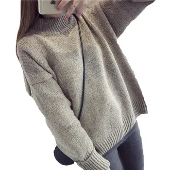Rudenį Ir Žiemą korėjos versija vientisos spalvos stora linija Pusė, aukštos apykaklės Megztinis Moteriška Prarasti Tirštėti Moterų megztinis PZ01