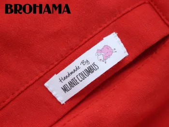 Custom siuvimo etiketės / logotipu, medžiaginės etiketės, drabužių etiketes, rožinė avių rankų darbo (MD040)