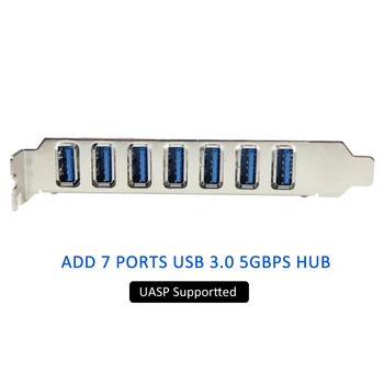 PCIe su USB 3.0 7-Port PCI Express Plėtros Plokštę PCI-E USB3.0 Centru su Molex Maitinimo Jungtis Paramos UASP Windows 10,8.1,8,7,XP