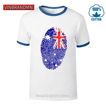 Australijos Vėliava pirštų Atspaudų T marškinėliai vyrams trumpomis Rankovėmis O-kaklo Medvilnės Tees Australijos Patriotizmo Širdies Tee marškinėliai 2020 karšto Skatinimo