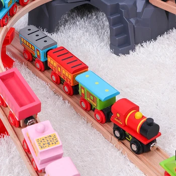 Medinis Modeliavimo Traukinio Suderinama Įvairios Prekės Dainos Inercijos Vertus Traukinio Tinka Medinių Traukinio Bėgių Žaislas Vaikams