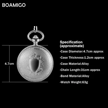 FOB vyrų kišeniniai laikrodžiai, antikvariniai mechaninė žiūrėti BOAMIGO prekės skeletas romos numeris laikrodžiai, sidabro grandinės dovana laikrodis reloj hombre