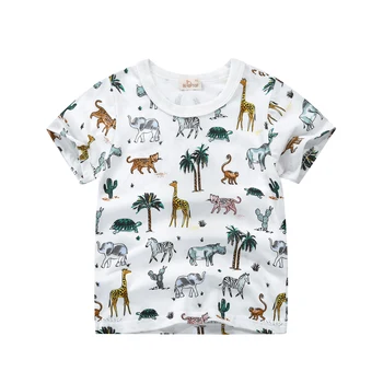Vaikai, T-marškinėliai Berniukui Viršūnes 2020 Karšto Pardavimo Vaikų vasaros drabužių Gyvūnų Spausdinti Berniukų Marškinėliai Animacinių filmų Vaikams marškinėlius Drabužius, 4 Spalvos