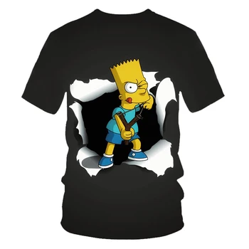 Naujas Vyrų Moterų Nutukimo T-shirt Simpson Spausdinti 3D Marškinėliai Harajuku Juokingas Animacinių filmų Simpsonų T-shirt Apvalus kaklas Trumpas rankovėmis Atsitiktinis Marškinėlius
