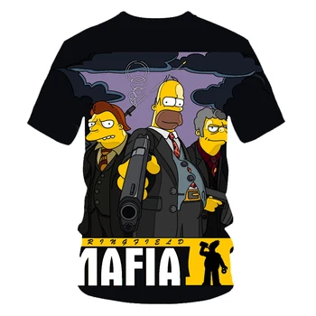 Naujas Vyrų Moterų Nutukimo T-shirt Simpson Spausdinti 3D Marškinėliai Harajuku Juokingas Animacinių filmų Simpsonų T-shirt Apvalus kaklas Trumpas rankovėmis Atsitiktinis Marškinėlius