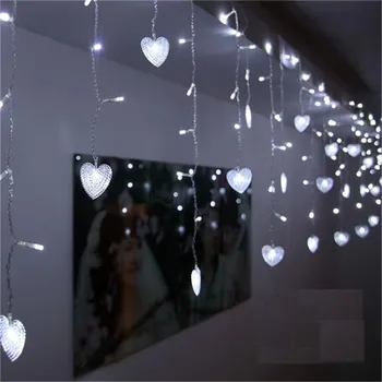 3.5 M 96Leds Širdelės Formos LED String Užuolaidų Šviesos Kalėdų Vestuves Puošybos Festivalis Šviesos Girliandomis