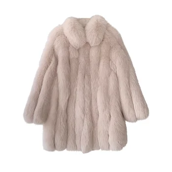 Rf20114 2020 Naują Atvykimo Žiemos Moterys Nekilnojamojo Fox Fur Coat Stovėti Apykakle ilgomis Rankovėmis Natūralios Kailio Striukė