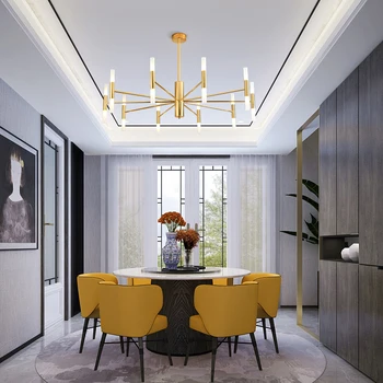 Šiuolaikinės Mados Dizaineris Juodojo Aukso Led Lubų Art Deco Sustabdytas Šviestuvo Šviesos Lempa, Virtuvė, Gyvenamasis Kambarys Palėpėje Miegamasis