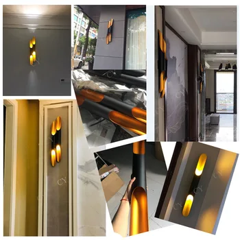 NAUJAS Replika Delightfull Coltrane Sienų apšvietimo lempos, LED aliuminio vamzdis sparnas 2 žibintai juoda aukso E27 sienos lempos šviesos sconce