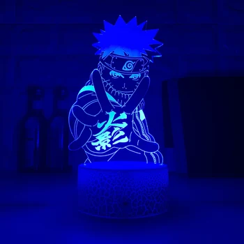 3D Uzumaki Naruto Hokage Hatake Kakashi Uchiha Sasuke Neji Hyuga Gai Tsunade Gaara Itachi 7 Spalvų Lempos Touch Lampe naktinė lempa