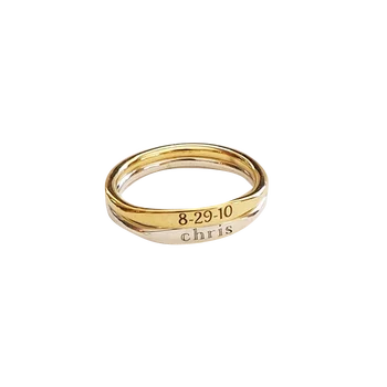 CARLIDANA užsakymą plokščias žiedas graviravimas bet kokį laišką IPG14K aukso porą anillo de compromiso de acero inoxidable