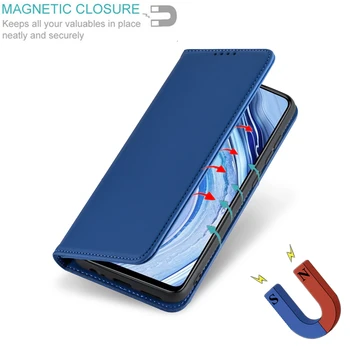Odos Flip Case For Xiaomi Redmi 9 Pastaba 9S 8 8T 7 Pro K20 K30 Mi Poco 10X X2 F2 M2 Pro Magnetinių Kortelių Lizdai Siurbimo Telefono Dangtelį