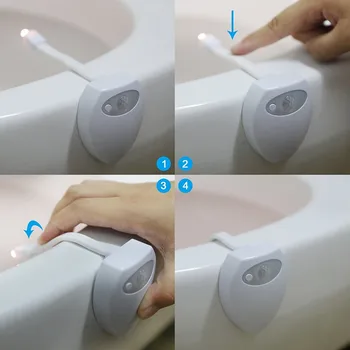 Smart Vonios kambarys, Tualetas USB Naktį šviesos diodų (LED) Kūno Judesio Aktyvuota On/Off Sėdynės Jutiklis Lempos 8-Spalva Tualetas Vandeniui Naktį Šviesos