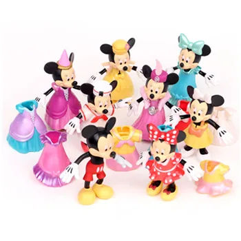 Disney Naujausias 15vnt/Set 10cm, Minnie, Mickey Mouse ančiukas Donaldas Kolektoriai Veiksmų Skaičius, Nustatyti Su Magija Įrašą Suknelė Žaislai, Lėlės Dovanos