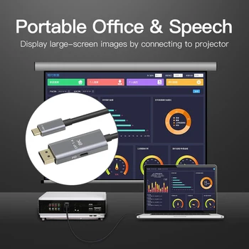 USB C DP 1.4 Kabelio Tipas-C DisplayPort 1.4 8K Konverteris HD Video Adapteris, skirtas MacBook