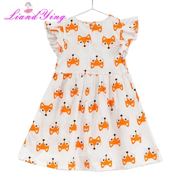 Merginos Vasarą Medvilnės Suknelė Vaikams Drabužių 2020 Prekės Baby Girl Dress Fox Spausdinti Princesė Dress Vaikų Drabužiai