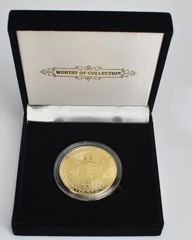 Aukso Padengtą Bitcoin Monetos su Dovanų Dėžutė Pakuotės Metalo Proginės Monetos Cryptocurrency