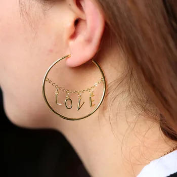 2021 VIRŠŲ pardavimo mados aukso Spalvos, romantiška meilės laišką auskarai mielas mergina, moteris Drąsiai Didelis ratas, Prabangūs auskarai
