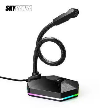 Kompiuteris, USB, Mikrofono, RGB Šviesos skleidimo Lankstus Nemokamai Ratai HD Garso plokštė Triukšmo Mažinimo Mikrofonas