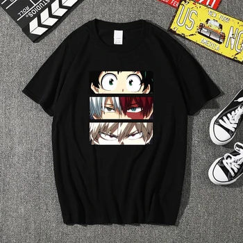Mano Herojus akademinės bendruomenės Vyrų T-shirt Rudenį Atsitiktinis Bakugou Deku Shoto Todoroki Akis T-shirt Japonija, Anime, Hip-Hop Streetswear Viršūnės