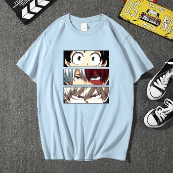 Mano Herojus akademinės bendruomenės Vyrų T-shirt Rudenį Atsitiktinis Bakugou Deku Shoto Todoroki Akis T-shirt Japonija, Anime, Hip-Hop Streetswear Viršūnės