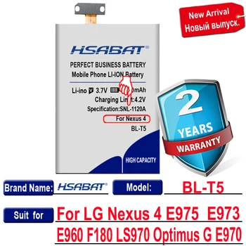 HSABAT 4600mAh BL-T5 Baterija LG Nexus 4 Baterijos E975 E973 E960 F180 LS970 Optimus G E970