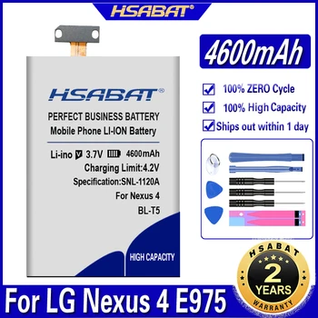 HSABAT 4600mAh BL-T5 Baterija LG Nexus 4 Baterijos E975 E973 E960 F180 LS970 Optimus G E970