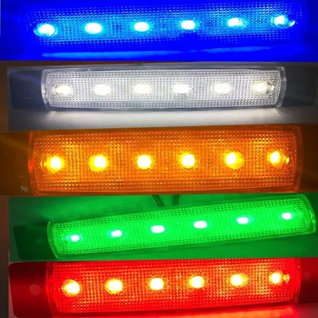 10x 24v 6 LED Šoniniai Gabaritiniai Rodiklių Žibintai Lempa Automobilis, Sunkvežimis, Priekaba, Krovininių automobilių Gintaro Raudona Mėlyna Žalia Balta Clearence Autobusų