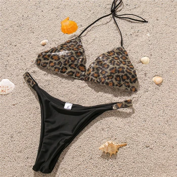 Blizgančio Deimanto Bikini 2020 M Sexy Leopardas Spausdinti Maudymosi Kostiumėlį Moteris Apynasrio Trikampis Maudymosi Kostiumėliai, Moterų Push Up Biquini Paplūdimio Kostiumas