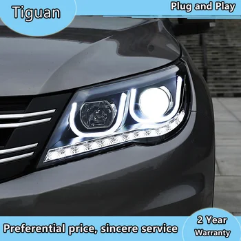 Automobilio Stilius Už 2010-2013 m. VW Tiguan Žibintai Naujas Tiguan LED Žibintai DRL Dvigubo Objektyvo Šviesos H7 HID Xenon Automobilių Reikmenys