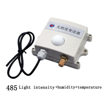 Nemokamas pristatymas 0-65535lux 3in1 šviesos intensyvumo jutiklis/RS485 modbus protokolas Temperatūros ir drėgmės Siųstuvas, jutiklis