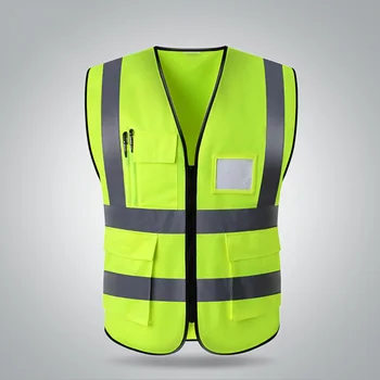 2019 Didelio matomumo atspindintis saugos liemenė darbo atspindinti liemenė kelių kišenės, darbo drabužiai, saugos liemenė vyrams saugos liemenė