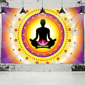 Indijos Budos Statula Gobelenas Sienos Kabo Mandala Psychedeli Jogos Vyrai Moterys Meditacija Kilimų Boho Dekoro Fono Medžiaga
