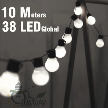10M LED String Žibintai su 38Pcs G50 Balta Pasaulyje Uždarose Lauko Sodo Šalis Kiemo Puošmena ir Keičiamas Plug įtraukti
