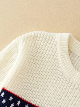 Moterų pollover džemperis moterims priežastinis amerikos vėliava, minkštas megztinis viršuje rudenį, žiemą Megztinius ilgomis rankovėmis korėjos negabaritinių megztinis