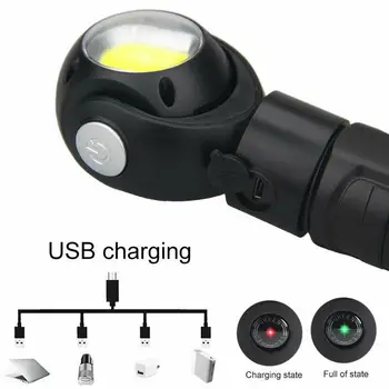 COB LED Darbo Lemputė 360 Laipsnių su Magnetu USB Įkrovimo ABS Aliuminio Lydinys 7 Režimai Kempingas Lempa SOS Lengvas Metalo Kablys Dizainas
