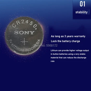 5VNT Originalus Sony CR2450 CR 2450 3V 550mah Ličio Baterijas Laikrodžiai laikrodžiai klausos Pedometer Mygtuką Moneta Ląstelių