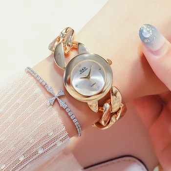 GLE&VDO Moterų Kvarcinis Laikrodis Prabanga Aukso Tonas Bangle Apyrankės Ponios Suknelė Laikrodžiai Moterų Laikrodis Dizaineris Žiūrėti Reloj Mujer