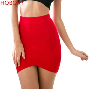 Aukštos juosmens viskozė naujas mados 2018 raudona seksualus ponios pieštuku mini tvarstis bodycon sijonas