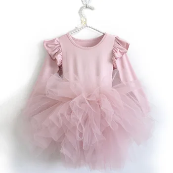 0-10Y Princesė Vaikščioti Kūdikių Mergaičių Suknelė ilgomis Rankovėmis Nėrinių Kietas Tutu Mini Dancees Tiulio Šalies Etapo Rezultatus Kostiumas 8Colors