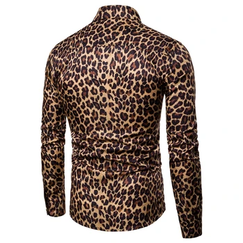 Seksualus Leopardas Spausdinti Marškinėliai Vyrams Naktinis Klubas Marškinėliai Prekės 2020 M. Aukštos Kokybės Ilgomis Rankovėmis Marškinėliai Vyrų Atsitiktinis Slim Fit Marškinėliai Suknelė
