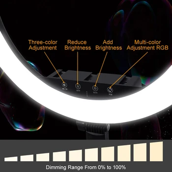 Raundas Žiedinių Lempos 18inch 360° Spalvotas 3200-5800K RGB LED Šviesos Pritemdomi 29 Colorlight Jutiklinio Ekrano Šviesos Žiedas Su 2m Trikojo