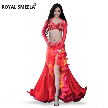Karšto aukščiausios klasės moteris, spalvingas, pilvo šokio kostiumų nustatyti pilvo šokių drabužius seksualus pilvo šokių kostiumai liemenėlė, diržas Lotus lapų suknelė