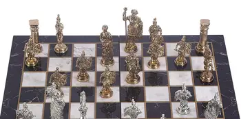 Istorinė Romos Duomenys Metalo Šachmatų Rinkinį Suaugusiųjų,Rankų darbo Vienetų ir Marmuro Dizaino Medžio Šachmatų Lenta Karalius 11cm