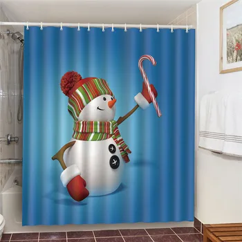 Santa Claus Sniego Dušo Užuolaidos Kalėdų Namų Puošybai Poliesteris atsparus Vandeniui Vonios Užuolaidos Su pakabinimo Žiedais 3D tende